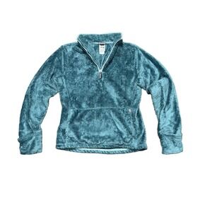 The North Face Teal Fleece 1/4 Zip Pocket Mitten Hands Women's Size Medium